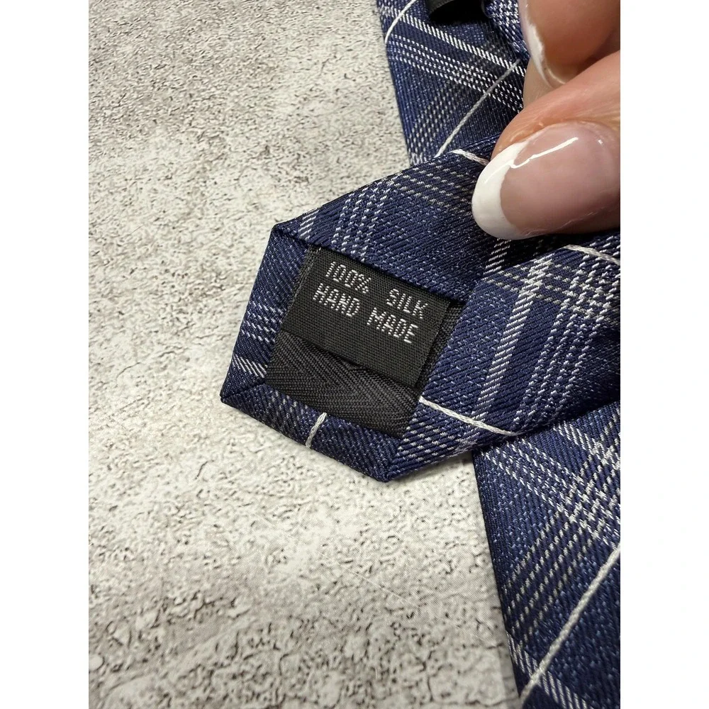 Bruno Piattelli Silk Tie Mens One Size Blue Plaid Slim Made In China Necktie‎